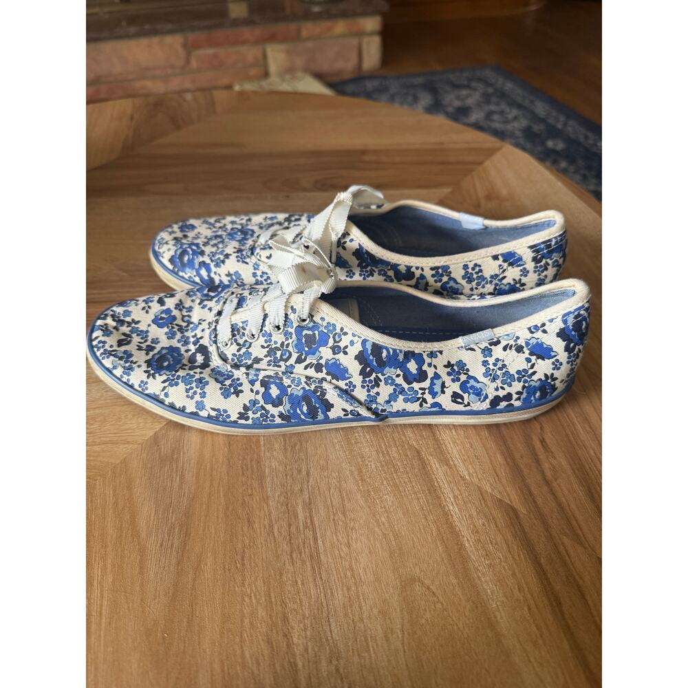 Keds Blue Floral Low Ribbon Lace Sneakers Sz. 9.5 - Picture 9 of 9